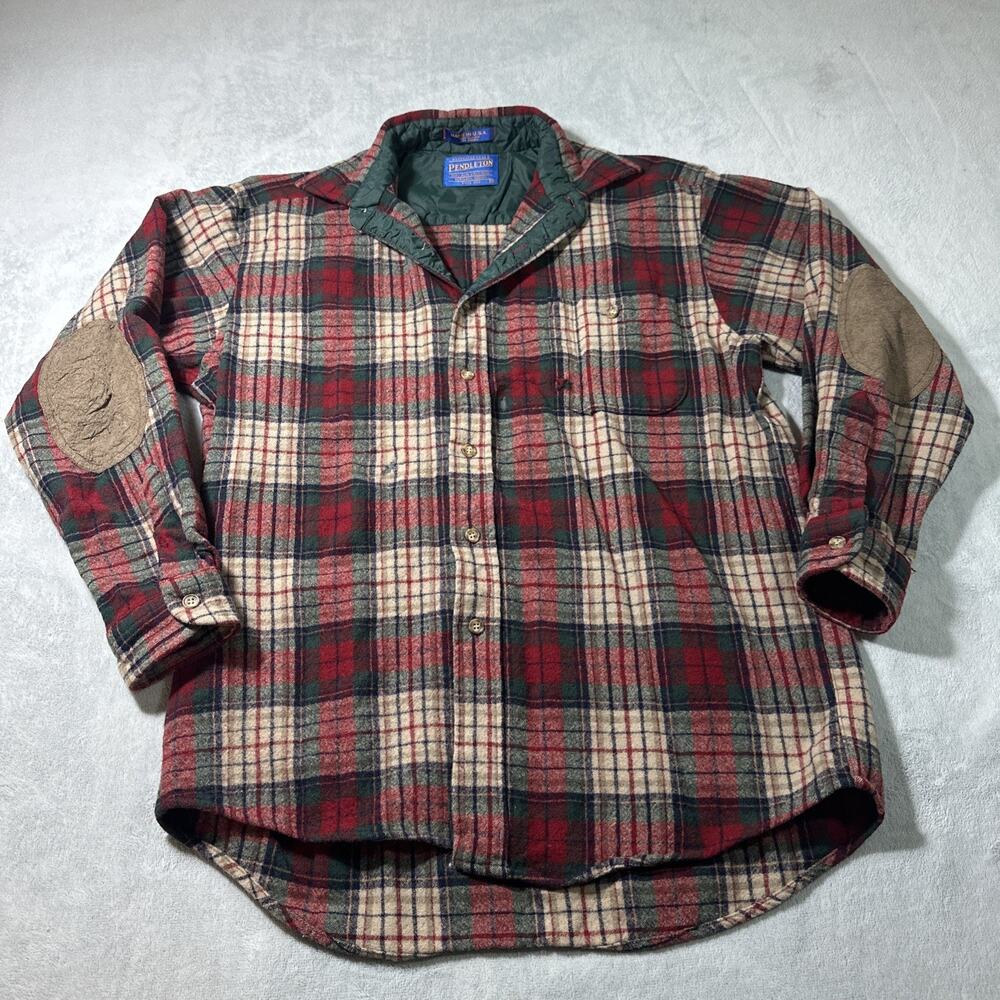 1960s USA Pendleton Wool Flannel Shooter Shoulder Patchs Men Medium Button Plaid